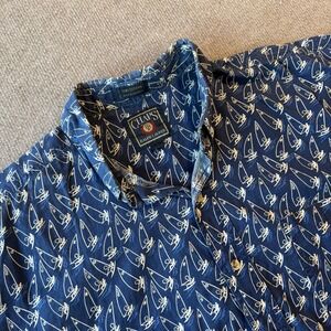 Vintage Chaps Ralph‎ Lauren Men Shirt Blue Size L Button Down Boats Nautica